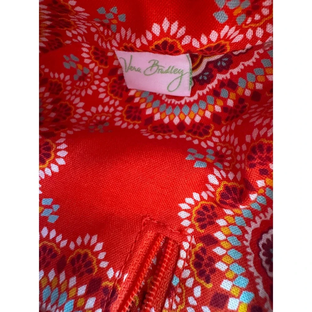 Y2K Retro Vera Bradley Women Small Frill Hobo‎ Bag Red Bow Geometric Laminated
